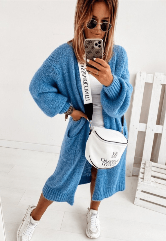 Women Cardigan | Open Front Loose Fit with Hip Pockets - Evergreen Outfits- Cardigans