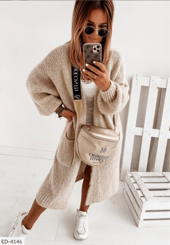Women Cardigan | Open Front Loose Fit with Hip Pockets - Evergreen Outfits- Cardigans