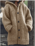 Women Cardigan | Oversized Longline Fit with Hood and Buttons - Evergreen Outfits- Cardigans