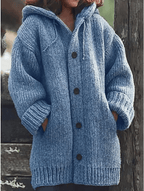 Women Cardigan | Oversized Longline Fit with Hood and Buttons - Evergreen Outfits- Cardigans