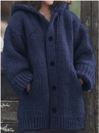Women Cardigan | Oversized Longline Fit with Hood and Buttons - Evergreen Outfits- Cardigans
