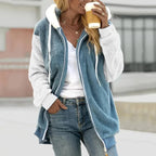 Women Cardigan | Oversized Sherpa Zip Hoodie with Drawstring - Evergreen Outfits- Cardigans