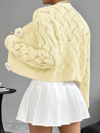 Women Cardigan | Relaxed Fit Open Crochet with V-Neck - Evergreen Outfits- Cardigans