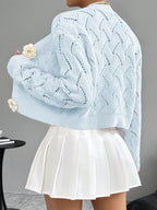 Women Cardigan | Relaxed Fit Open Crochet with V-Neck - Evergreen Outfits- Cardigans