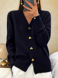 Women Cardigan | Relaxed Fit with V-Neck Button-Down Front - Evergreen Outfits- Cardigans