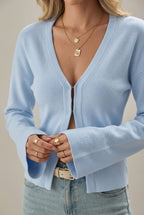 Women Cardigan | Relaxed Fit with V-Neckline and Button Front - Evergreen Outfits- Cardigans