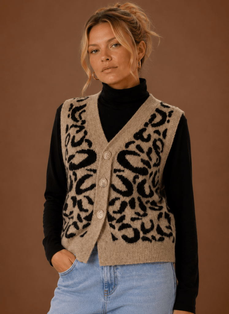 Women Cardigan | Sleeveless V-Neck with Button-Front Closure - Evergreen Outfits- Cardigans