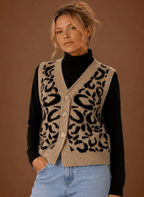 Women Cardigan | Sleeveless V-Neck with Button-Front Closure - Evergreen Outfits- Cardigans