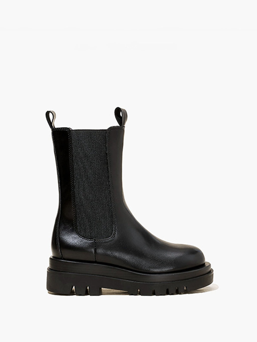 Women Chelsea Boots | Platform Sole with Elastic Side Panels - Evergreen Outfits- Boots