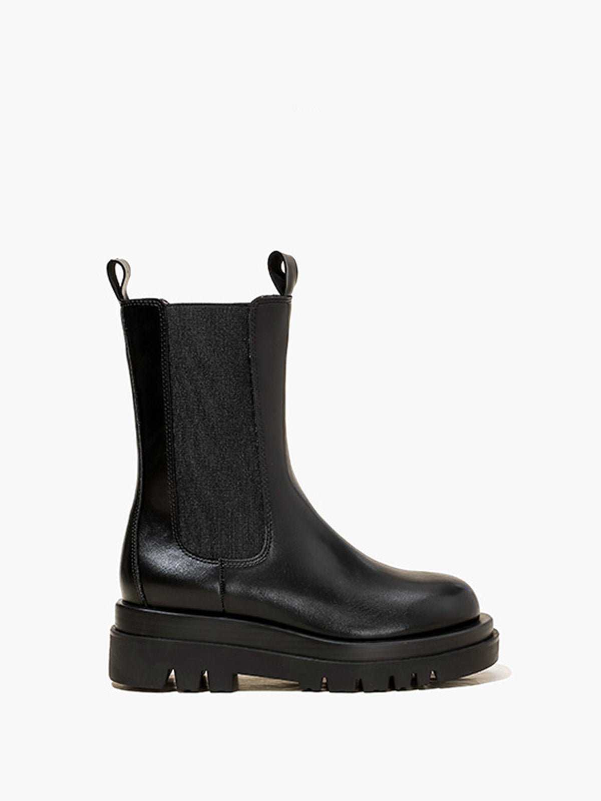 Women Chelsea Boots | Platform Sole with Elastic Side Panels - Evergreen Outfits- Boots