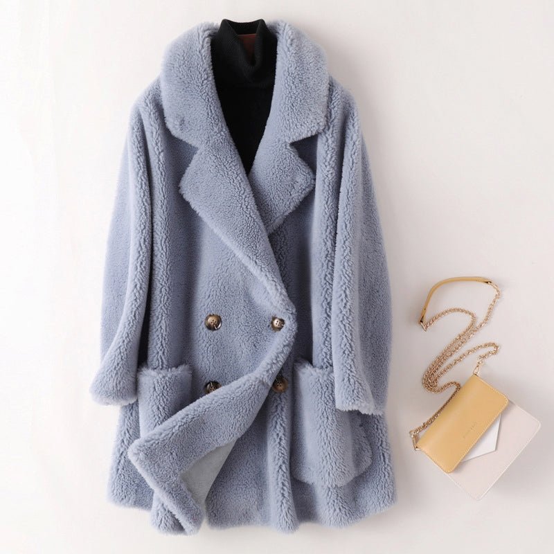 Women Coat | Double-Breasted Relaxed Fit with Patch Pockets - Evergreen Outfits- Coats