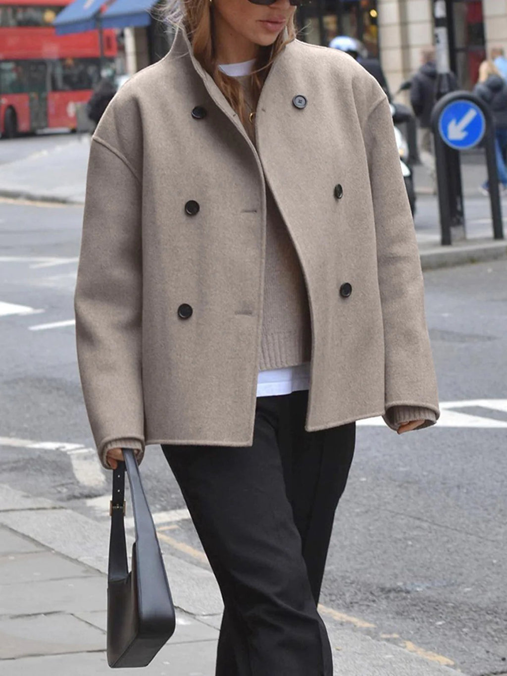 Women Coat | Double-Breasted Structured Fit for Cooler Seasons - Evergreen Outfits- Coats