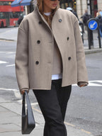 Women Coat | Double-Breasted Structured Fit for Cooler Seasons - Evergreen Outfits- Coats
