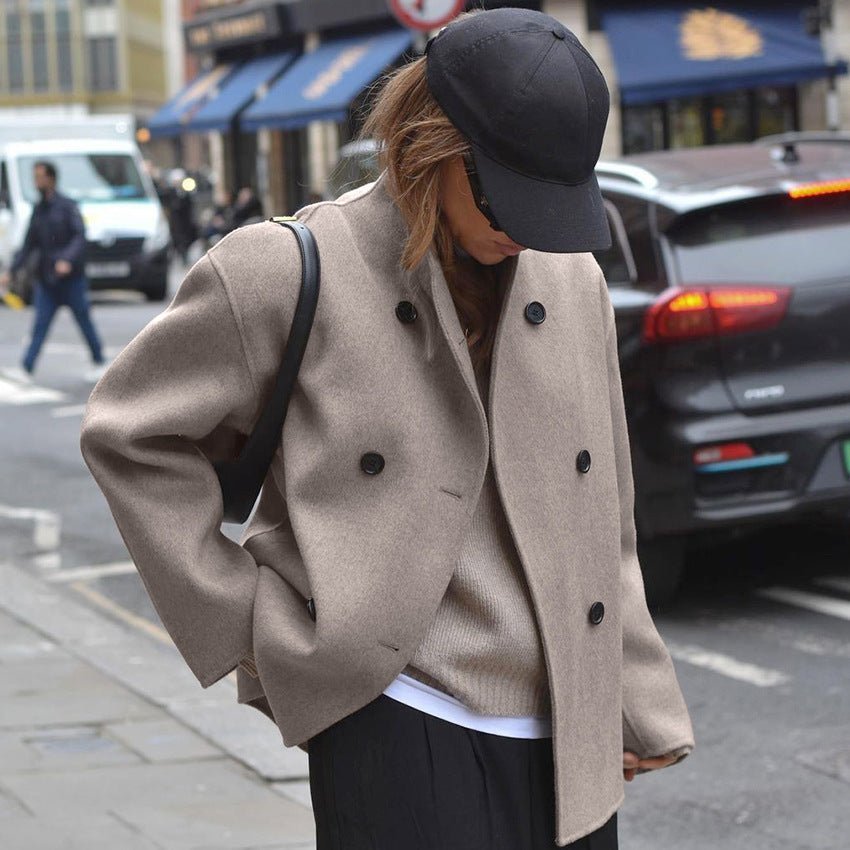 Women Coat | Double-Breasted Structured Fit for Cooler Seasons - Evergreen Outfits- Coats