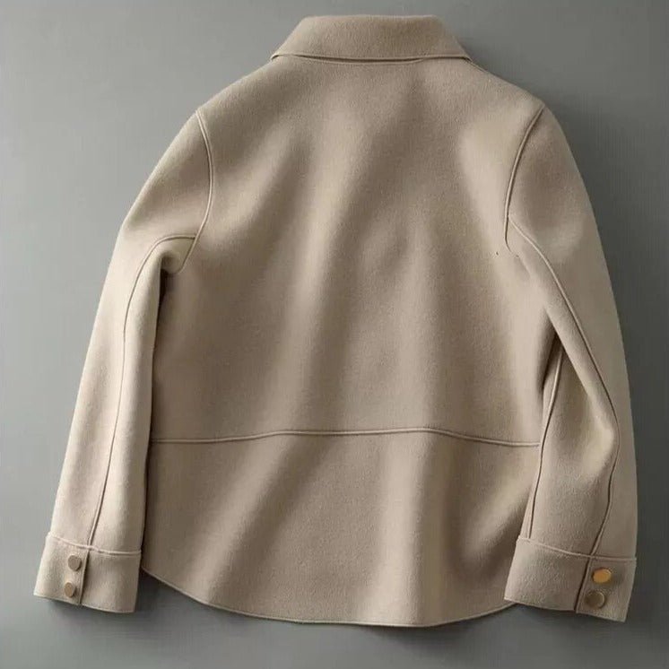 Women Coat | Fitted Cut with Button Front Closure - Evergreen Outfits- Coats