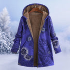 Women Coat | Hooded Floral Print with Full Zip Closure - Evergreen Outfits- Coats