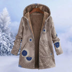 Women Coat | Hooded Floral Print with Full Zip Closure - Evergreen Outfits- Coats