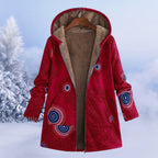 Women Coat | Hooded Floral Print with Full Zip Closure - Evergreen Outfits- Coats