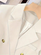 Women Coat Jacket Double Breasted Button Front Closure - Evergreen Outfits - Women Blazer