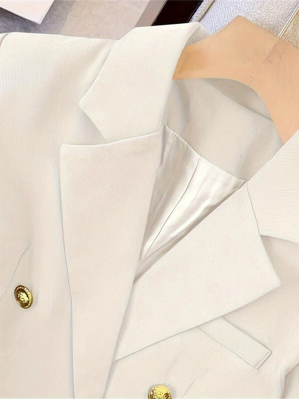 Women Coat Jacket Double Breasted Button Front Closure - Evergreen Outfits - Women Blazer