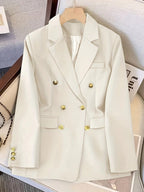 Women Coat Jacket Double Breasted Button Front Closure - Evergreen Outfits - Women Blazer