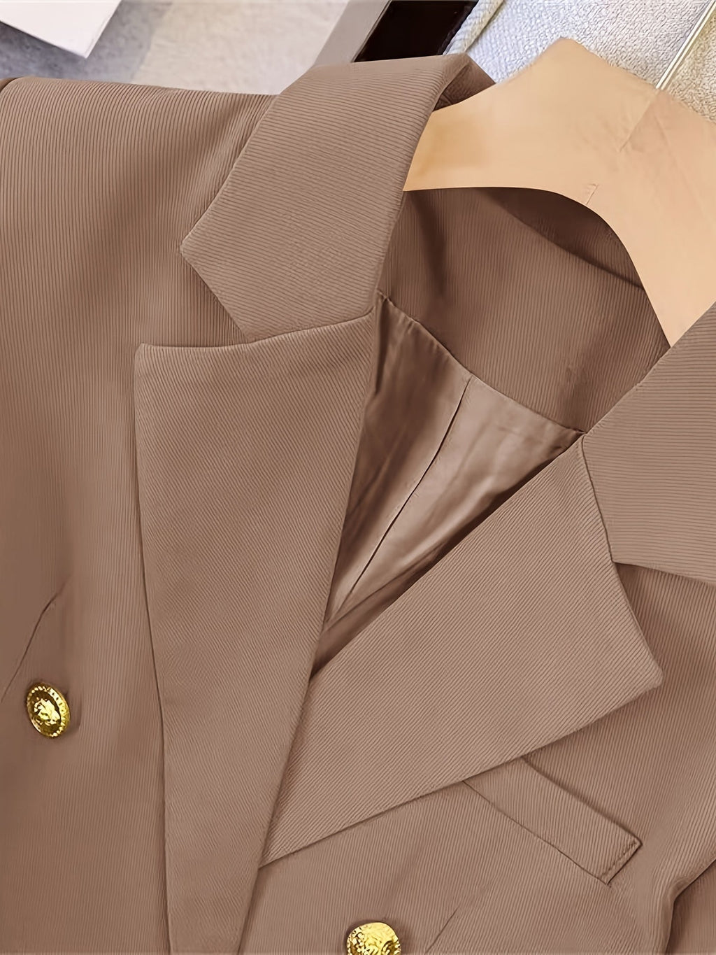 Women Coat Jacket Double Breasted Button Front Closure - Evergreen Outfits - Women Blazer