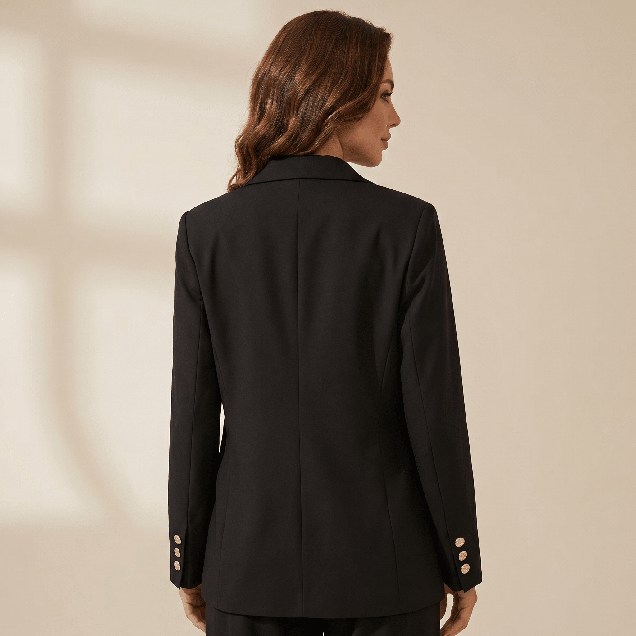 Women Coat Jacket Double Breasted Button Front Closure - Evergreen Outfits - Women Blazer