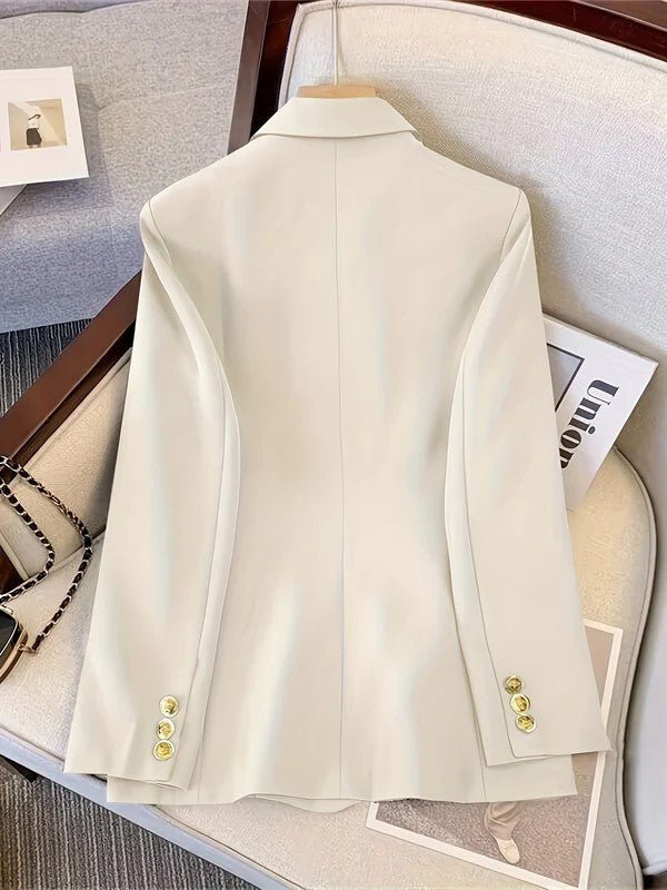 Women Coat Jacket Double Breasted Button Front Closure - Evergreen Outfits - Women Blazer