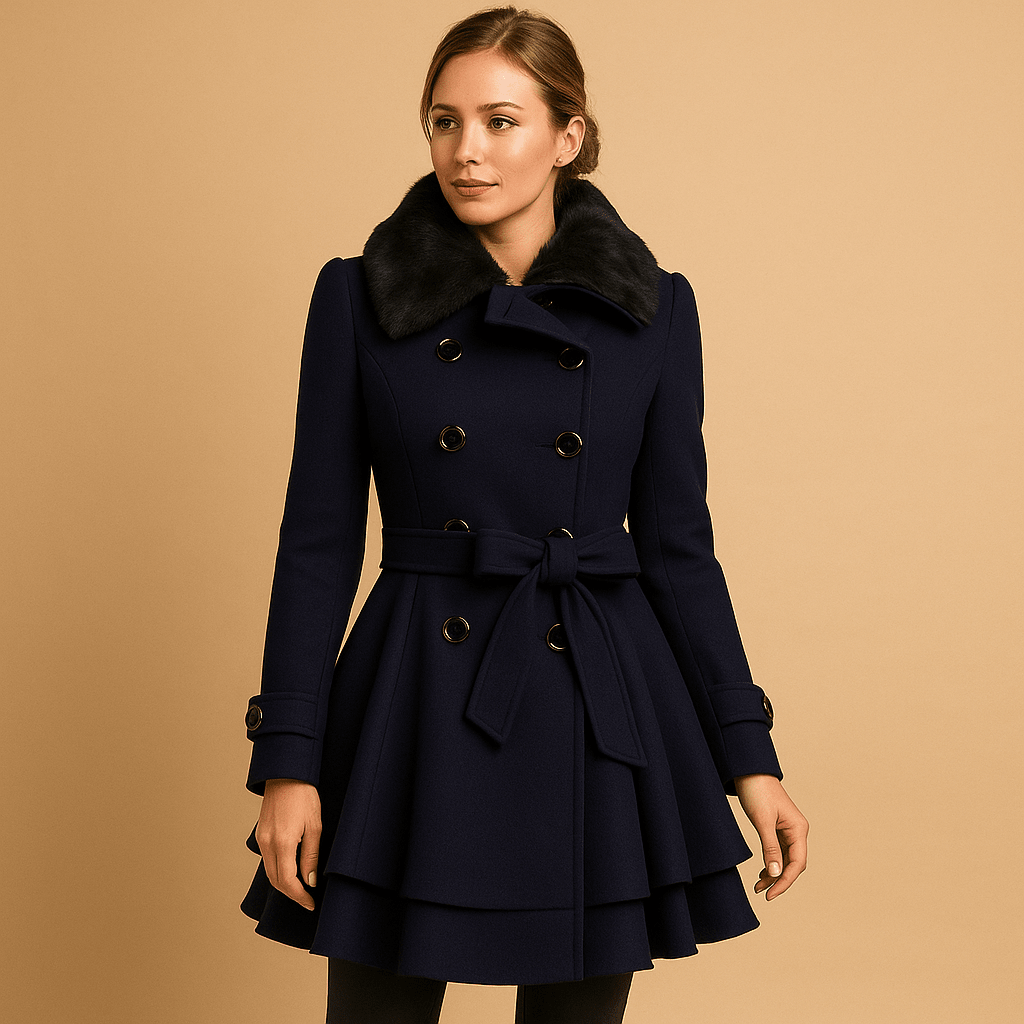 Women Coat | Long-Line Cut with Faux Fur Collar Detail - Evergreen Outfits- Coats