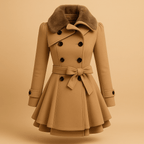 Women Coat | Long-Line Cut with Faux Fur Collar Detail - Evergreen Outfits- Coats