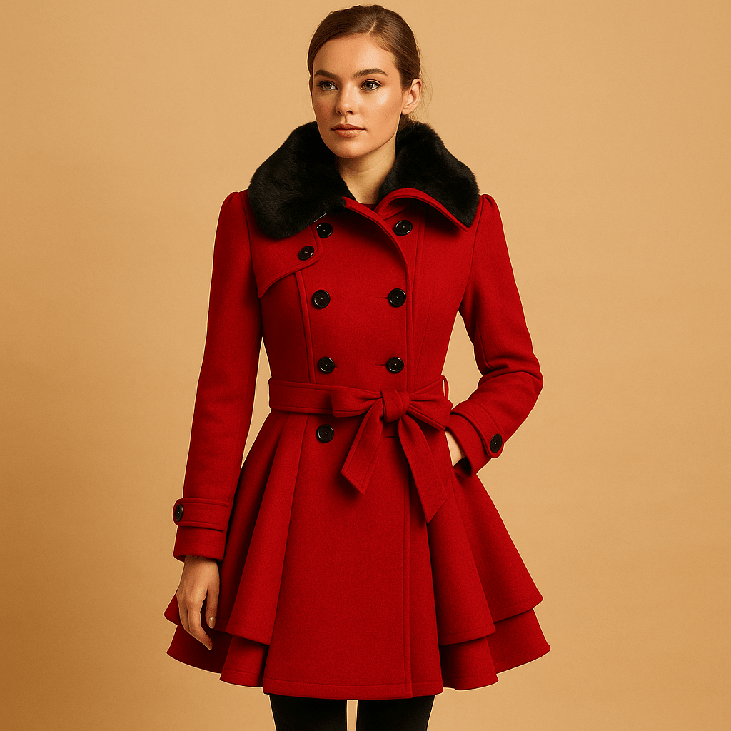Women Coat | Long-Line Cut with Faux Fur Collar Detail - Evergreen Outfits- Coats