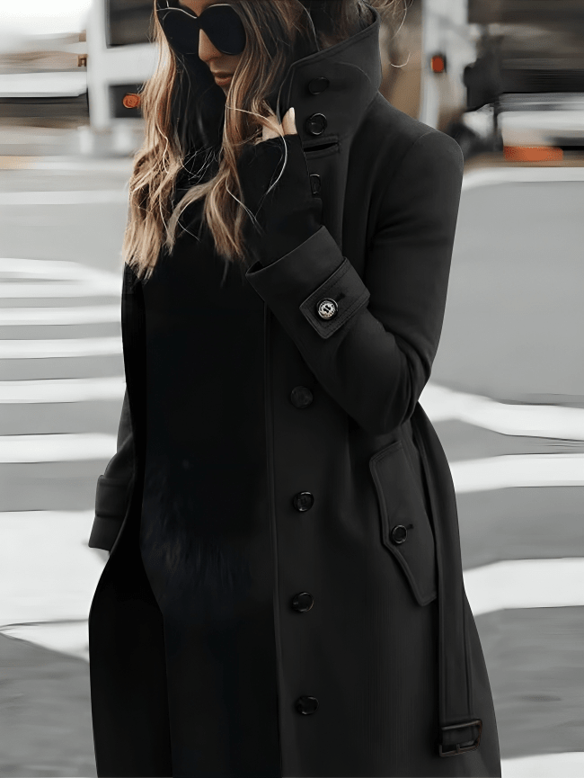 Women Coat | Long Sleeve Slim Tailored Winter Fit - Evergreen Outfits- Coats
