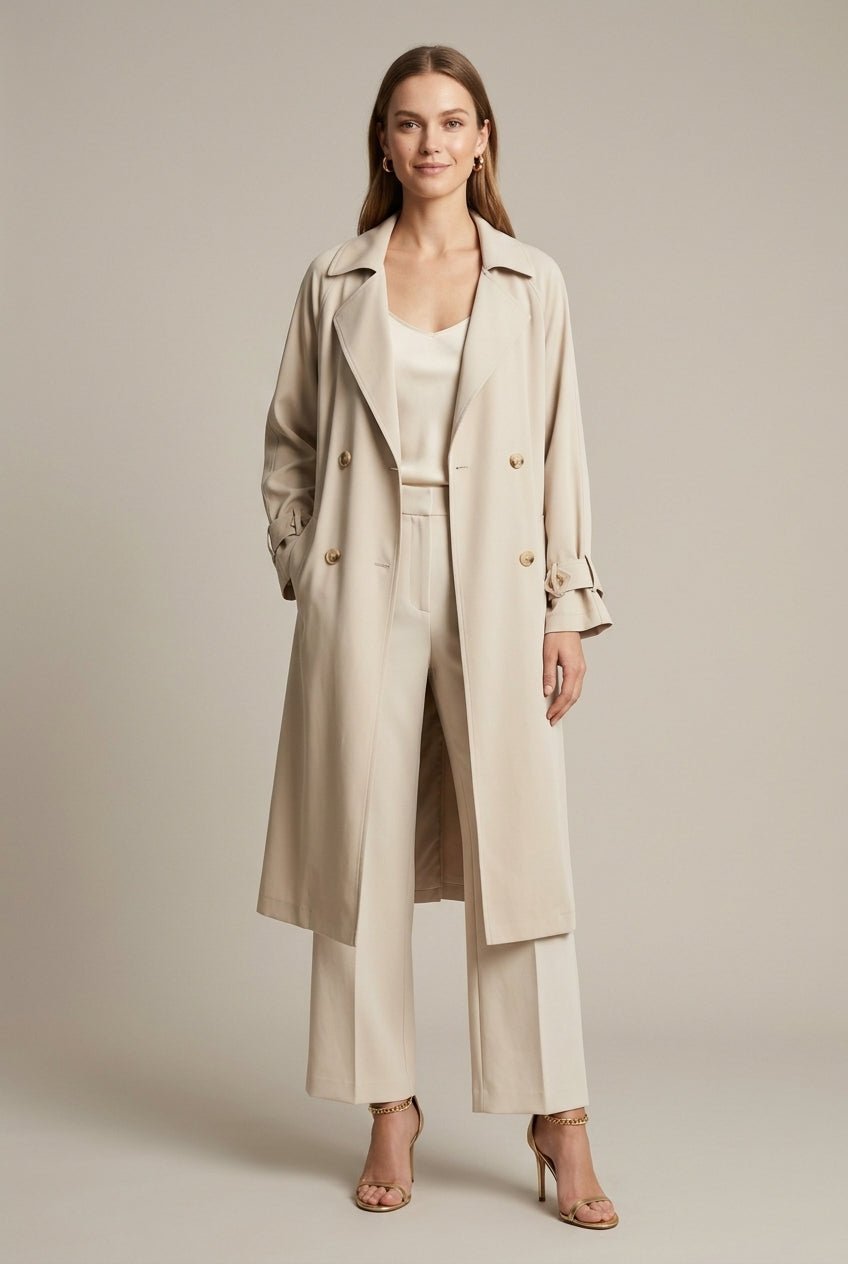 Women Coat | Oversized Double-Breasted with Notched Lapels - Evergreen Outfits- Coats