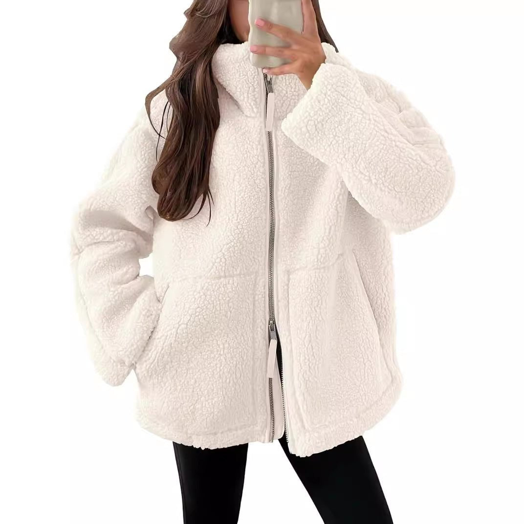 Women Coat | Oversized Zip Front with Extended Length Fit - Evergreen Outfits- Coats
