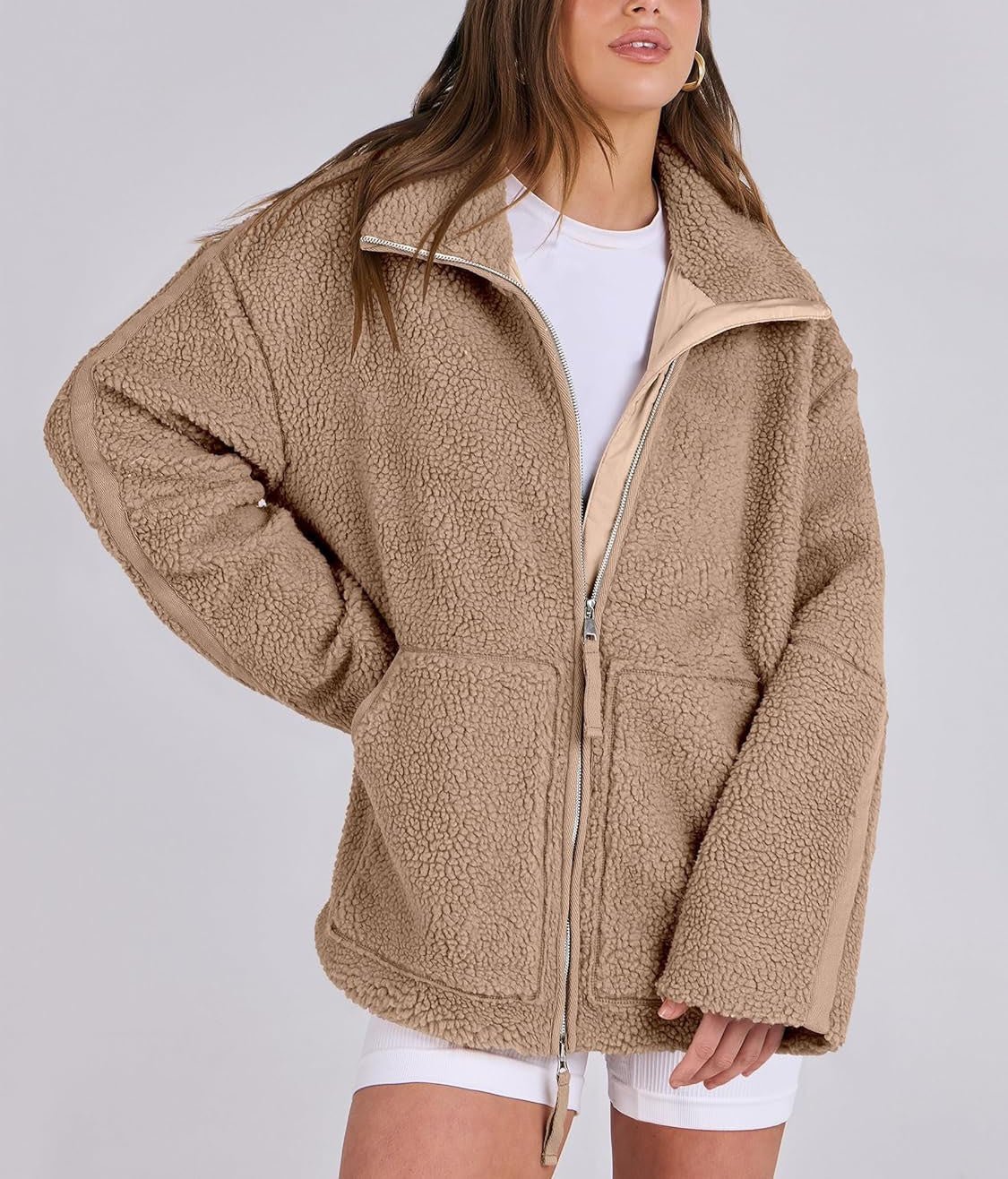Women Coat | Oversized Zip Front with Extended Length Fit - Evergreen Outfits- Coats