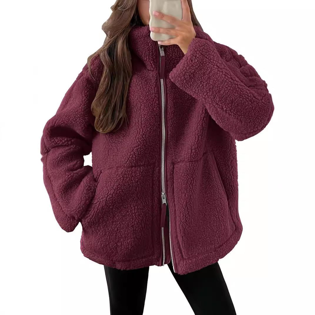 Women Coat | Oversized Zip Front with Extended Length Fit - Evergreen Outfits- Coats