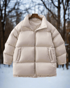 Women Coat | Quilted High Collar Loose Fit with Elastic Cuffs - Evergreen Outfits- Coats