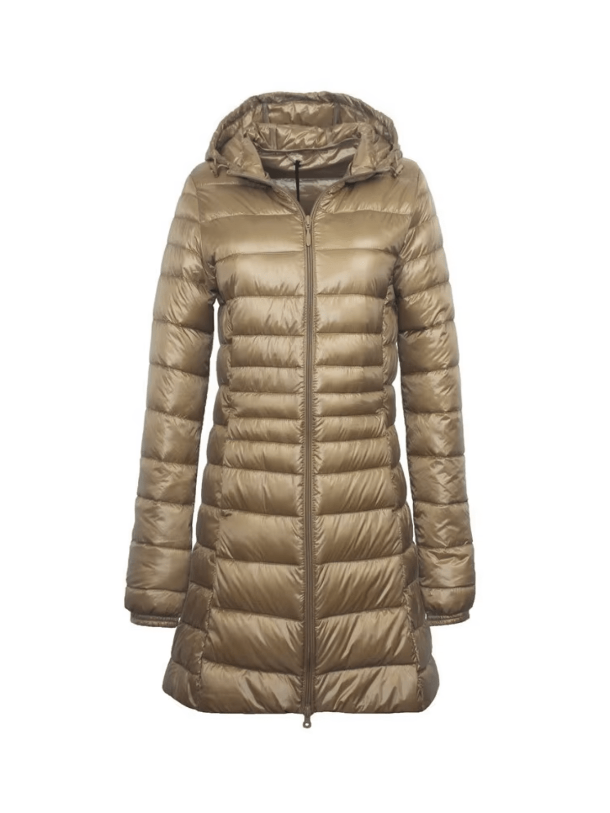 Women Coat | Quilted Hood Long Cut Cold Weather Fit - Evergreen Outfits- Coats