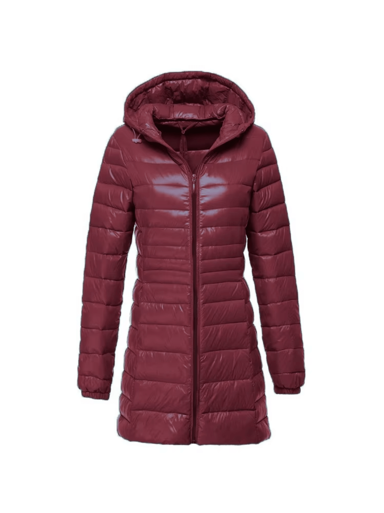 Women Coat | Quilted Hood Long Cut Cold Weather Fit - Evergreen Outfits- Coats