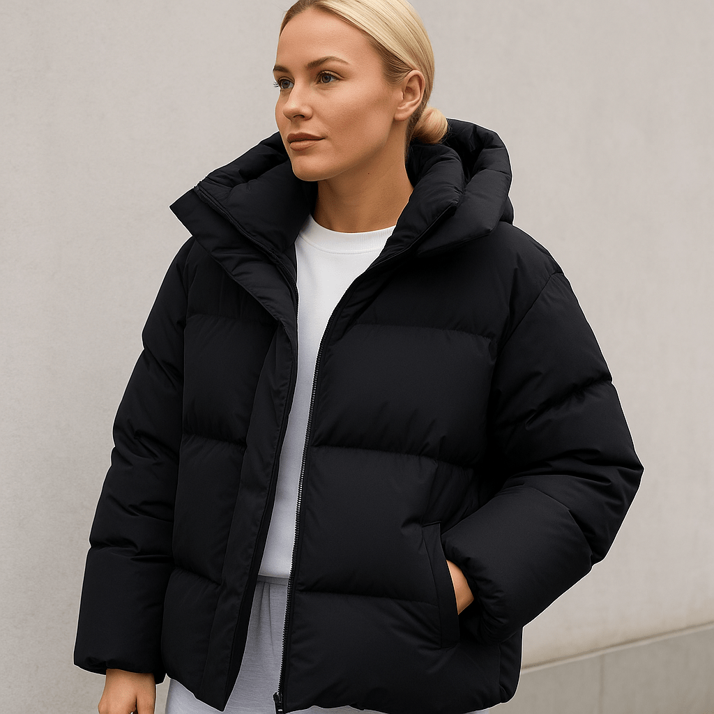 Women Coat | Quilted Loose Fit with Fixed Hood for Winter - Evergreen Outfits- Coats