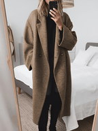 Women Coat | Relaxed Maxi-Length with Structured Tailoring - Evergreen Outfits- Coats