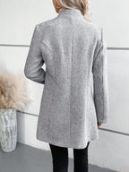Women Coat | Single-Button Longline Herringbone Design - Evergreen Outfits- Coats