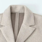 Women Coat | Straight-Cut Long Silhouette with Hidden Button Front - Evergreen Outfits- Coats
