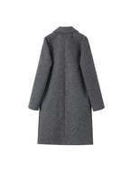 Women Coat | Straight-Cut Long Silhouette with Hidden Button Front - Evergreen Outfits- Coats