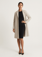 Women Coat | Straight-Cut Long Silhouette with Hidden Button Front - Evergreen Outfits- Coats