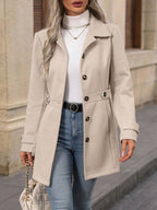 Women Coat | Tailored Fit with Double-Breasted Front Belt - Evergreen Outfits- Coats