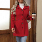 Women Coat | Tailored Fit with Double-Breasted Front Belt - Evergreen Outfits- Coats