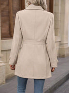Women Coat | Tailored Fit with Double-Breasted Front Belt - Evergreen Outfits- Coats