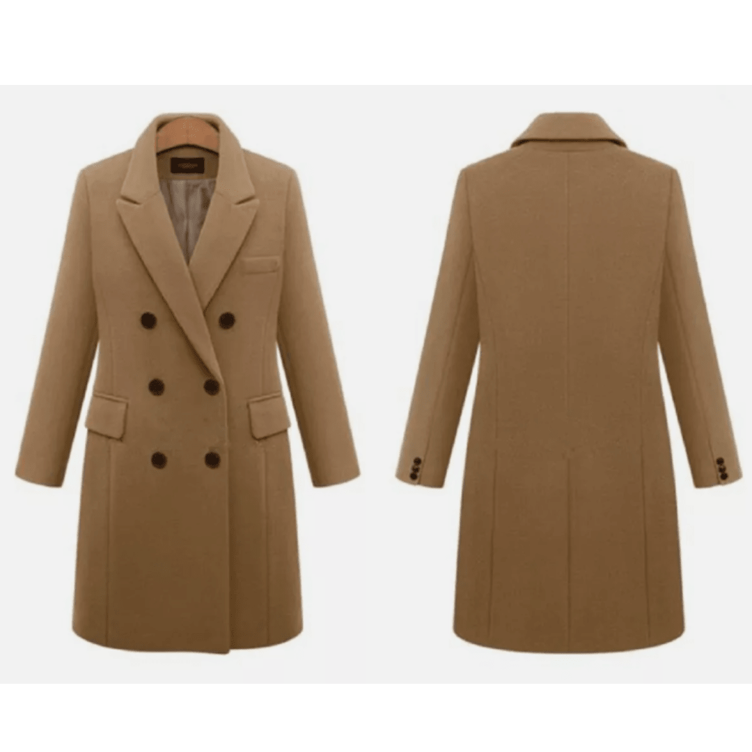 Women Coat | Tailored Longline Fit with Button Front Closure - Evergreen Outfits- Coats