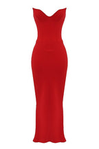 Women Corset Dress Strapless Structured Fitted Bodice - Evergreen Outfits - Women Maxi Dress
